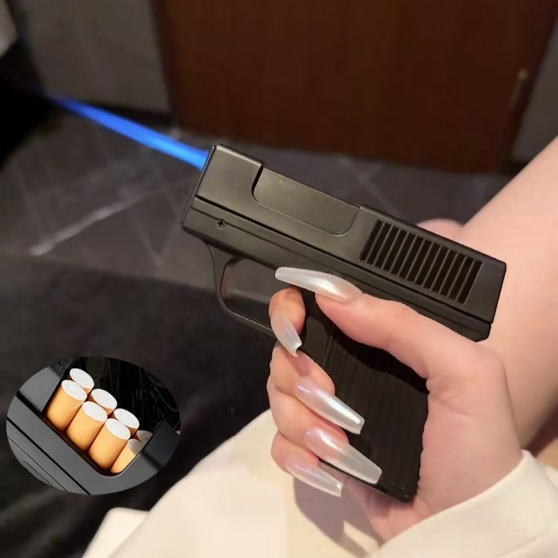 Outdoor Windproof Lighter - Boîte à cigarettes coupe-vent, Type pistolet,