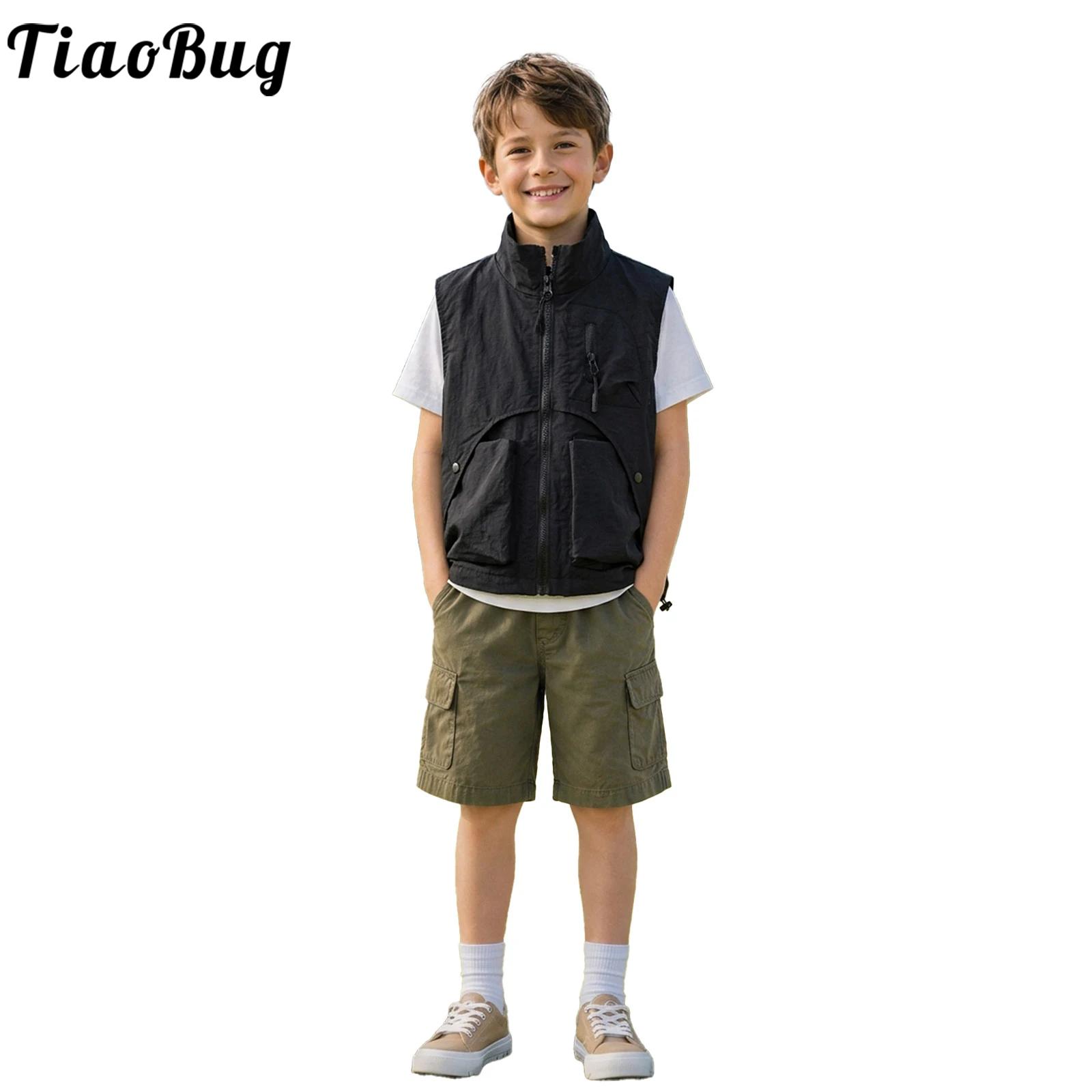 Outdoor Camping Activities For Kids - Gilet cargo zippé pour garçons, col