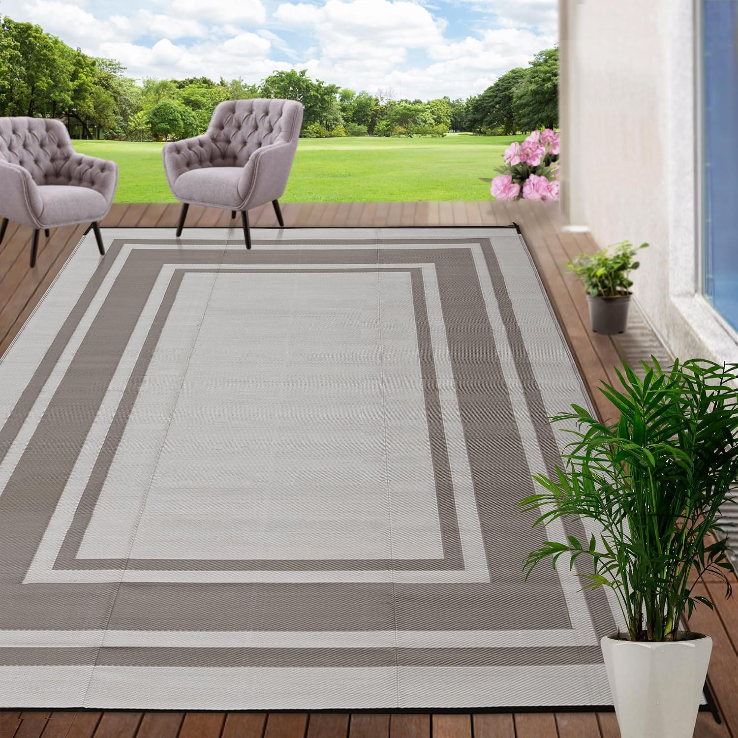 Outdoor Camping Rugs 9X12 - Tapis d'extérieur 9x12 pieds imperméable pour
