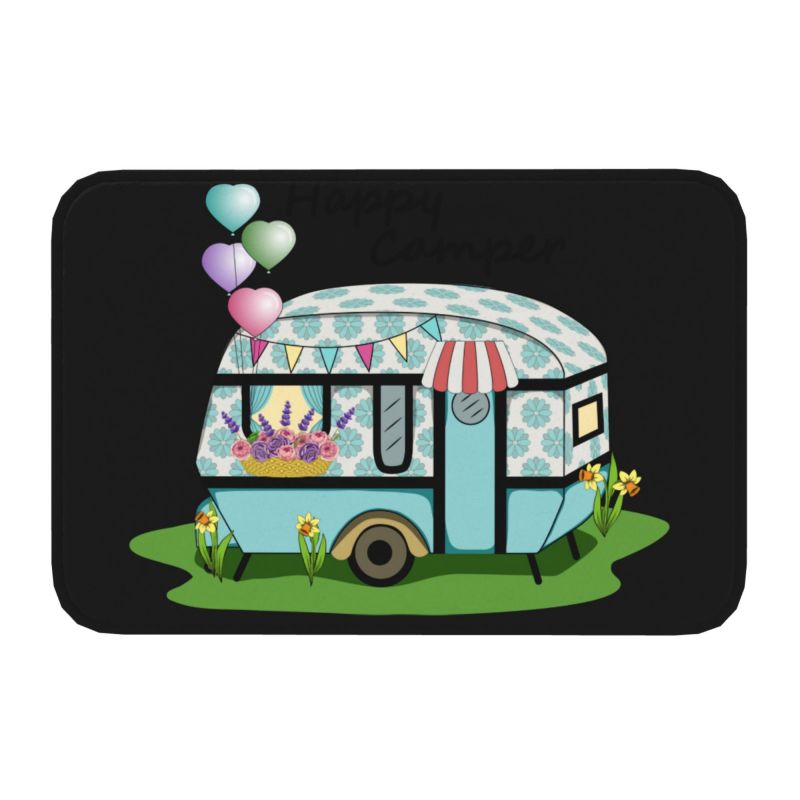Outdoor Camping Quotes - Happy Camper-Tapis Polymères Antidérapant Personnalisé pour
