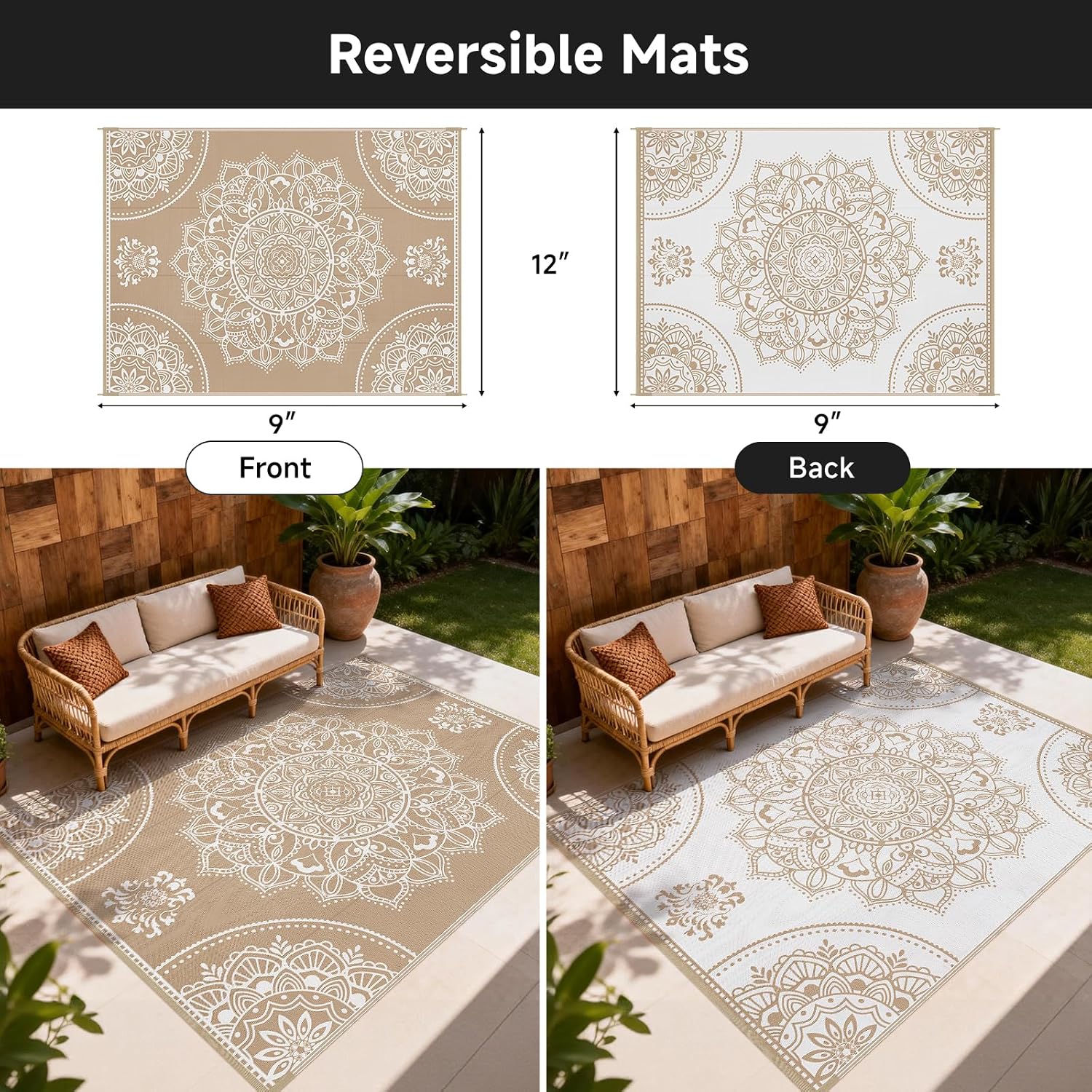 Tapis d'extérieur imperméable  - Outdoor Camping Rugs 9X12 avis et prix