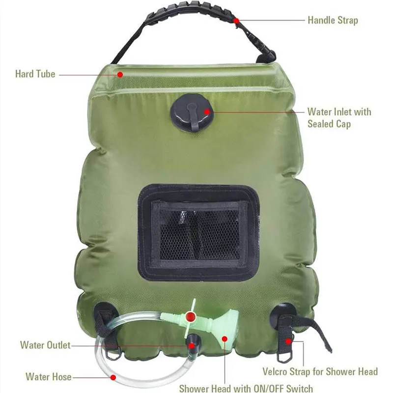 Sac de douche solaire 20L, cha - Outdoor Camping Hot Water Shower avis et prix