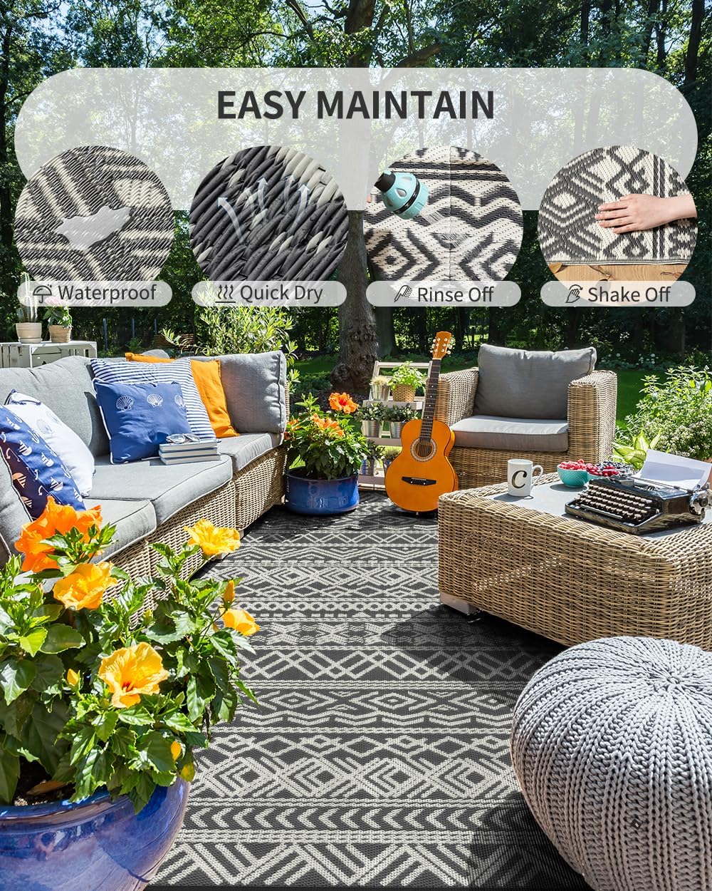 Tapis d'extérieur imperméable  - Outdoor Camping Rugs 9X12 avis et prix