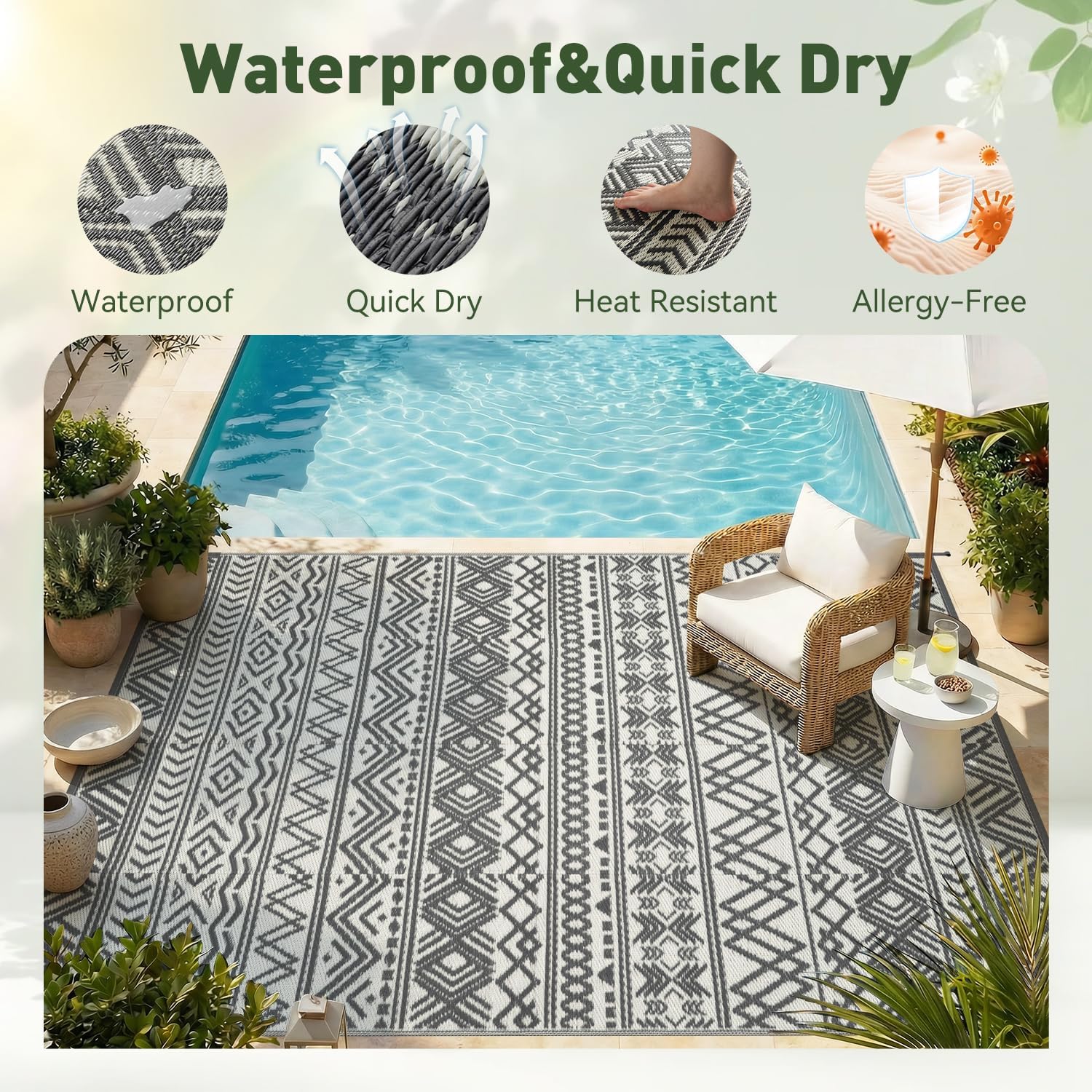 Tapis d'extérieur imperméable  - Outdoor Camping Rugs 9X12 avis et prix