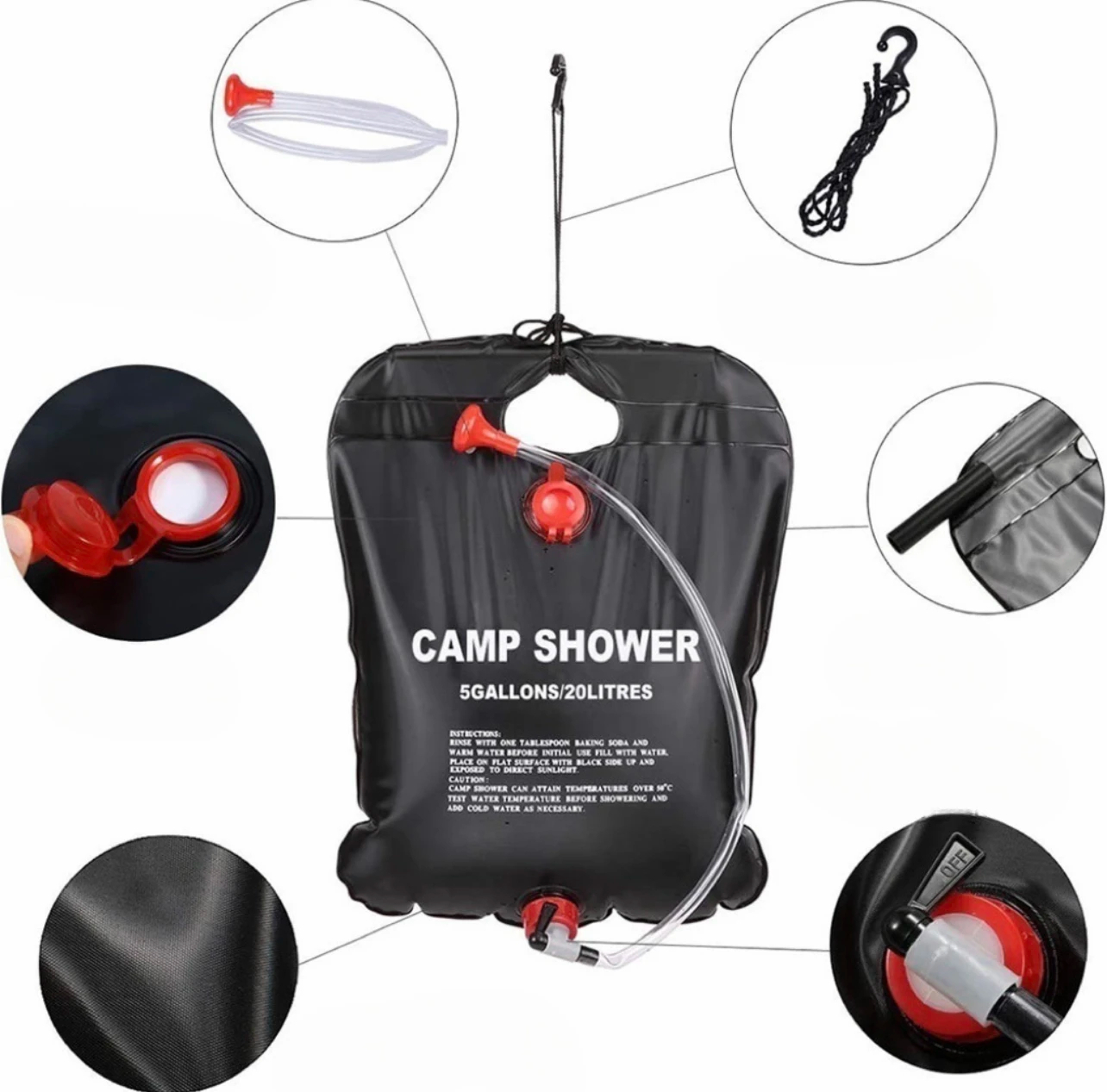 Sac de douche solaire pliable  - Outdoor Camping Hot Water Shower avis et prix